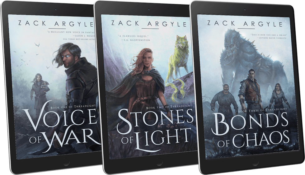 Image of all 3 books in the Threadlight trilogy.